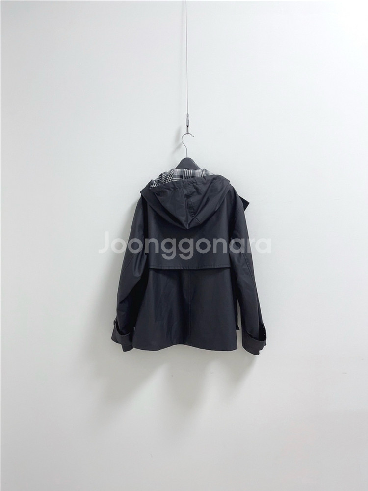 스튜디오 톰보이 블랙 코티드 후드 점퍼--8