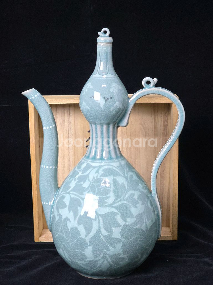 해강 유근형 청자 주전자 수주--1