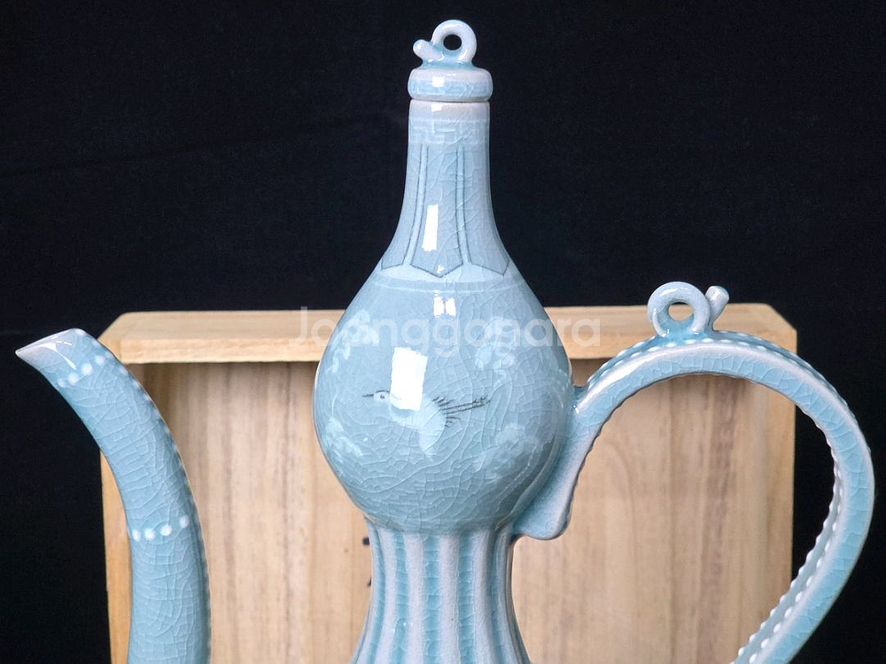 해강 유근형 청자 주전자 수주--4