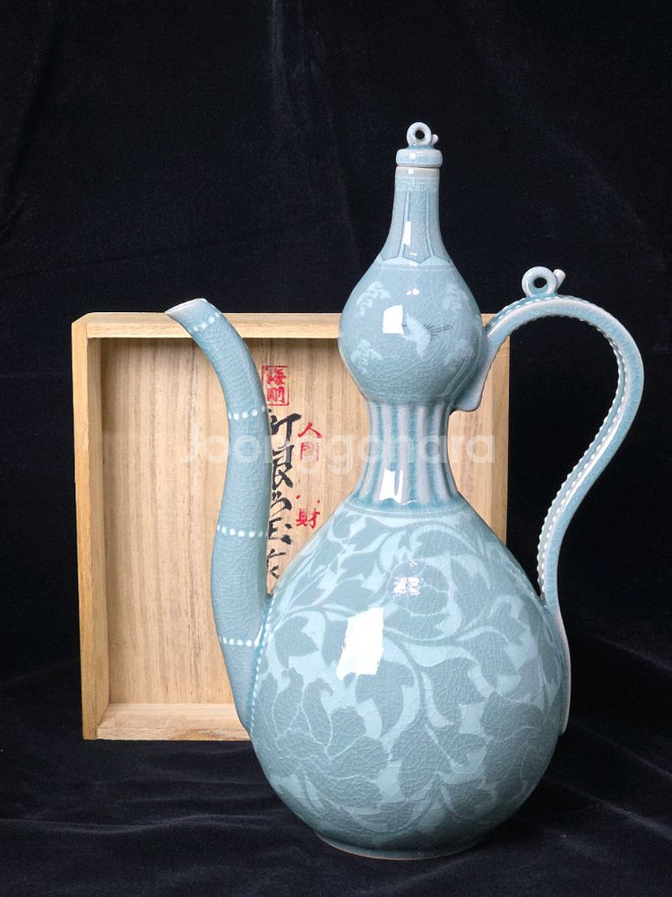 해강 유근형 청자 주전자 수주--0