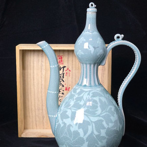 해강 유근형 청자 주전자 수주