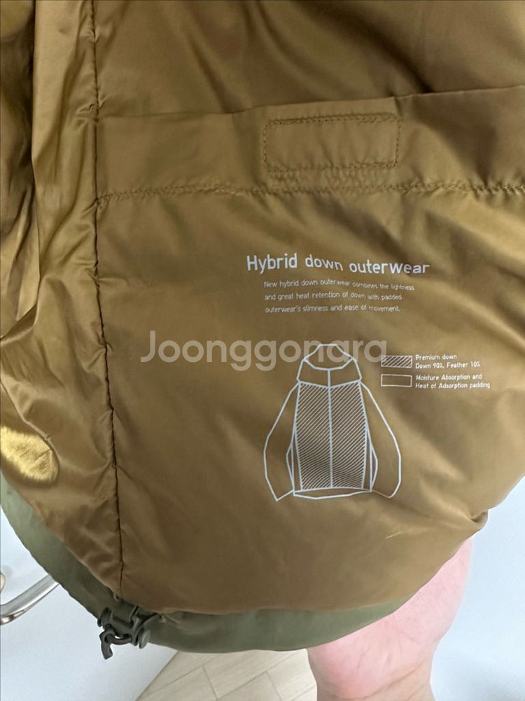 유니클로 하이브리드 다운 자켓(올리브) XL사이즈 판매--2