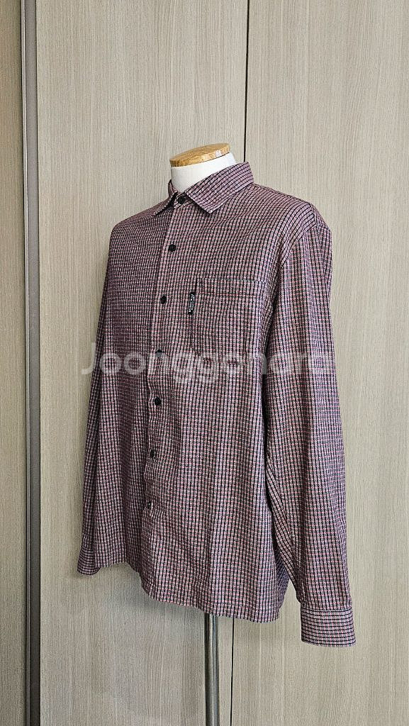 버버리힐즈 브라운와인 체크 긴소매 카라셔츠 105--2