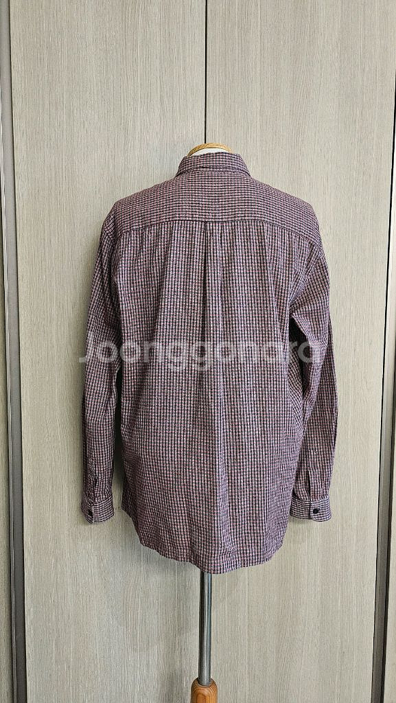 버버리힐즈 브라운와인 체크 긴소매 카라셔츠 105--4