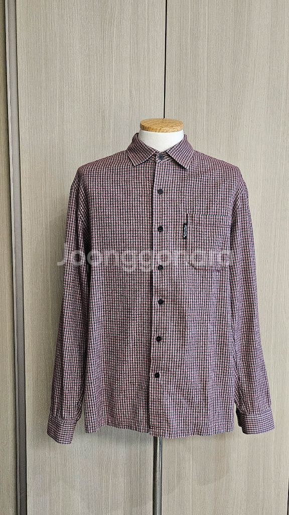 버버리힐즈 브라운와인 체크 긴소매 카라셔츠 105--1