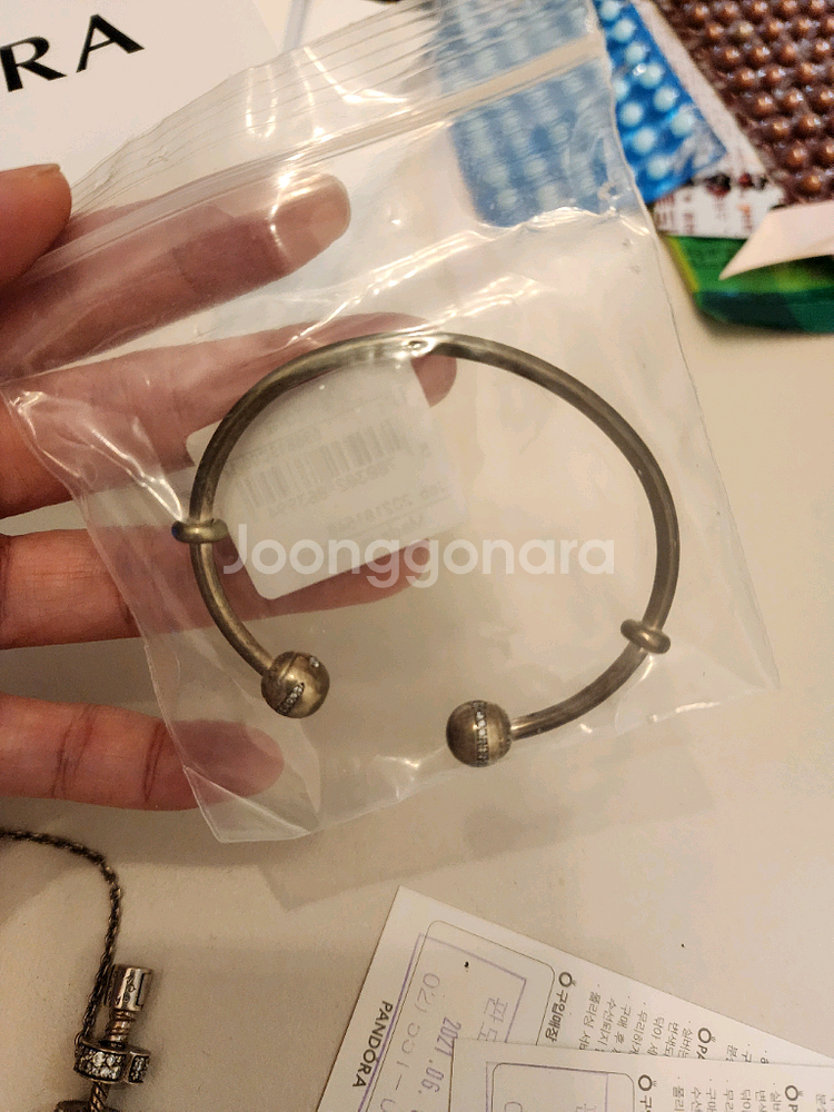판도라 팔찌 16cm, 뱅글17cm 참17개--2