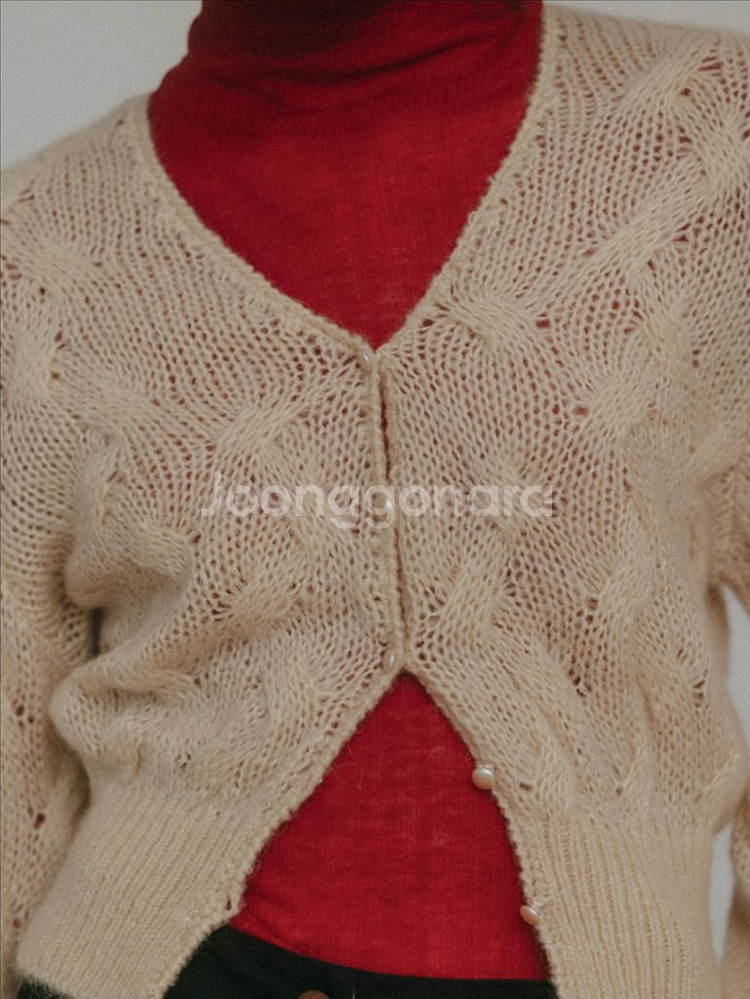 시엔느 캐롤라인 울 가디건 베이지 니트 스웨터--3