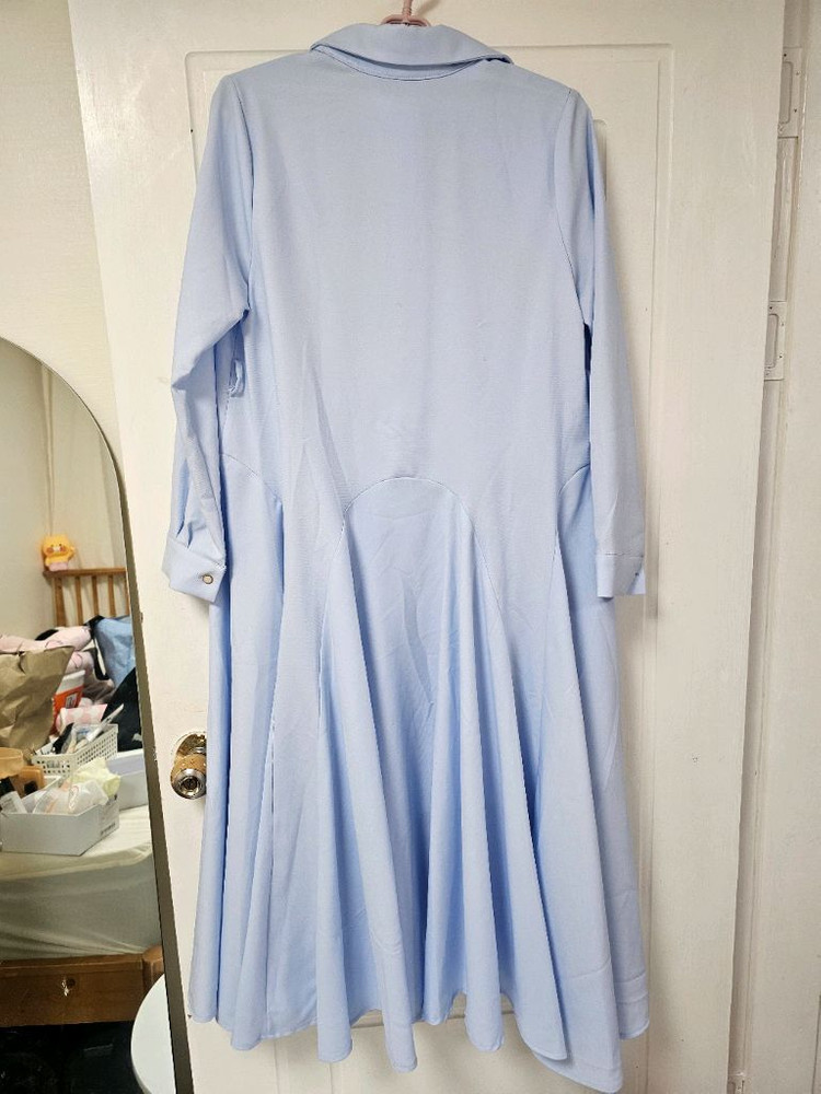 메이윤 자체제작 블루 셔츠 롱 원피스--1