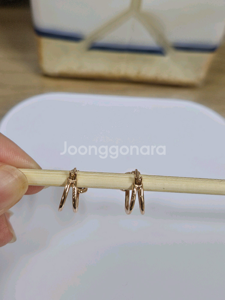 14k 매듭 꼬임 귀걸이 핑크골드--3