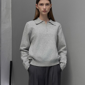 ouie 우이 소프트 카라 집업 니트 티셔츠