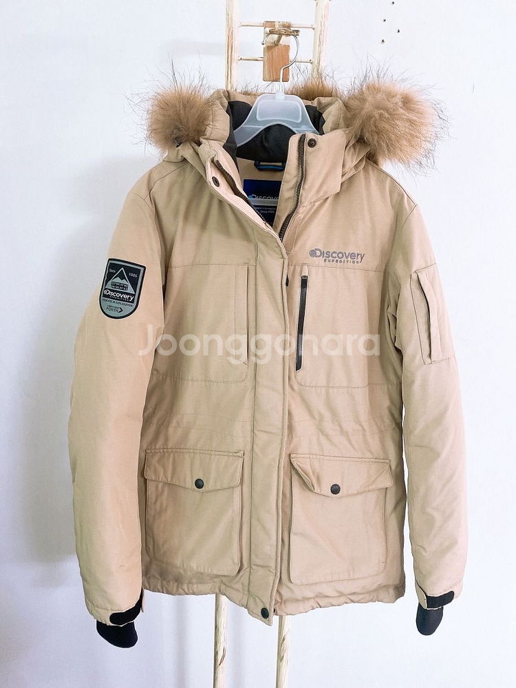 (여성95)디스커버리거위털너구리털후드사파리패딩--0