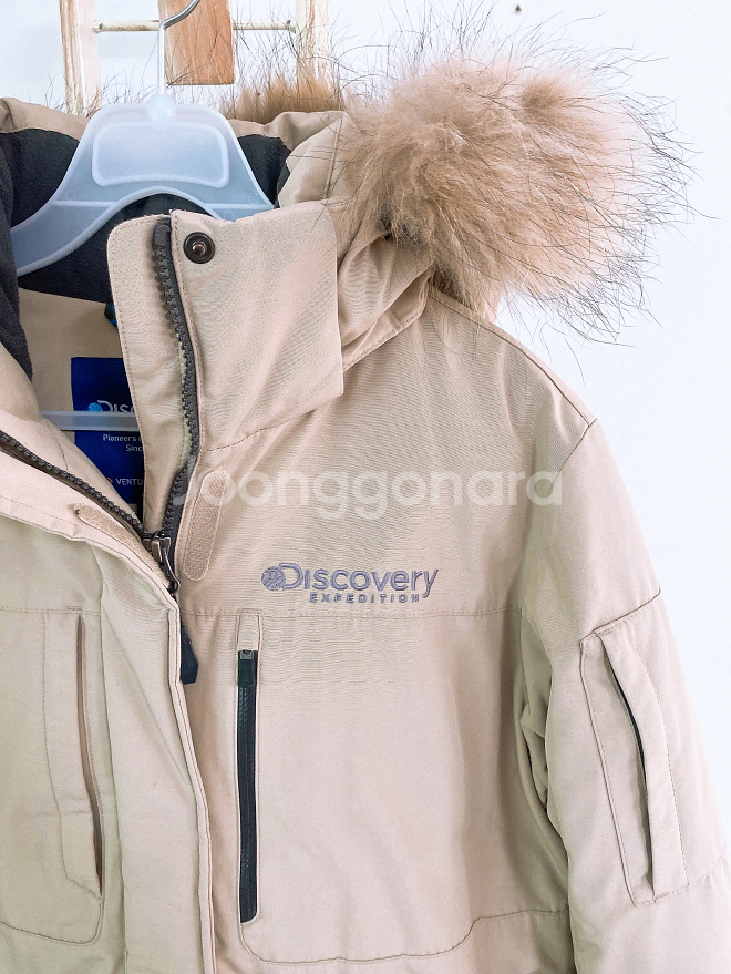 (여성95)디스커버리거위털너구리털후드사파리패딩--1