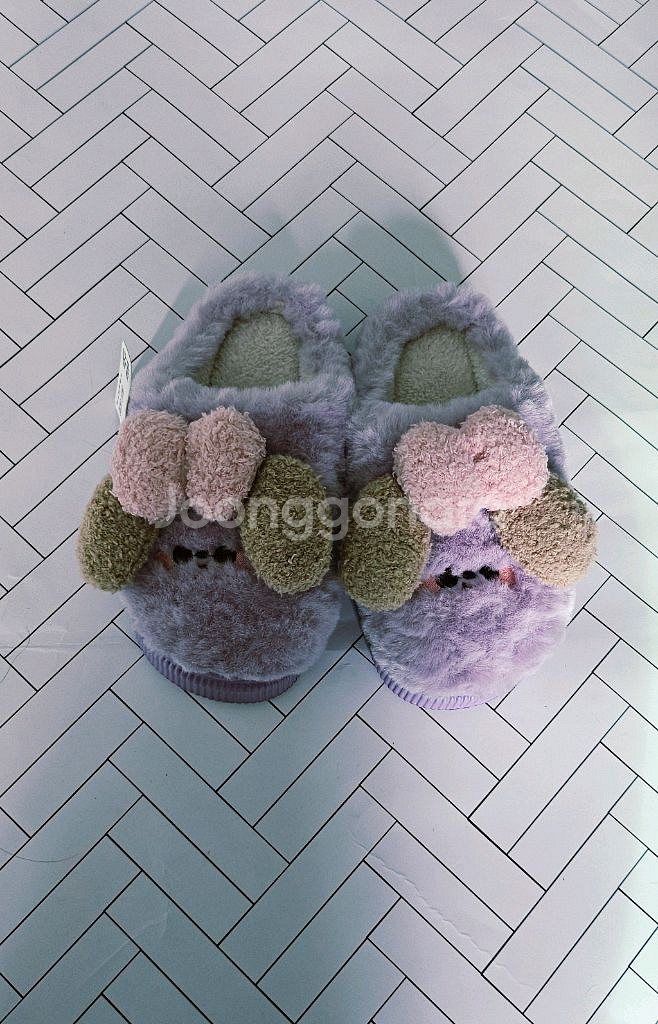 퍼플 플러피 리본 슬리퍼새상품 / 사이즈 250--0