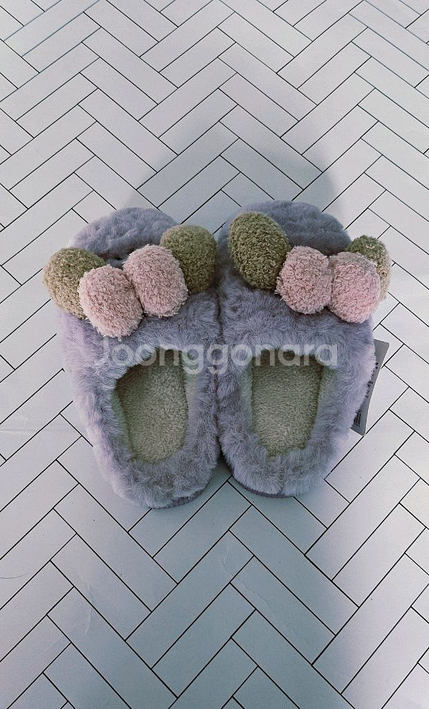 퍼플 플러피 리본 슬리퍼새상품 / 사이즈 250--2