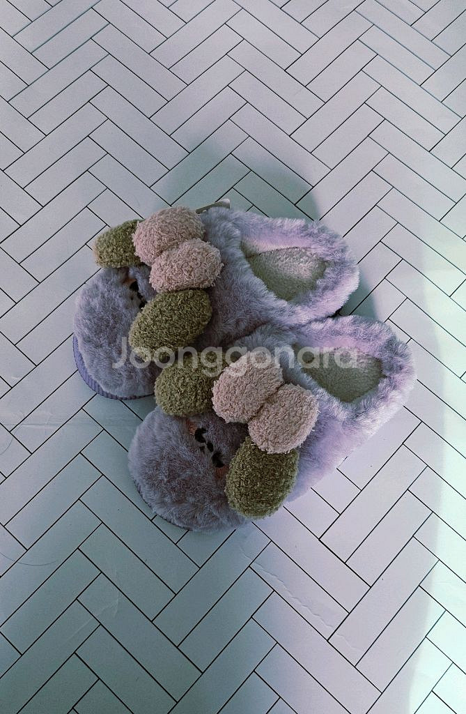 퍼플 플러피 리본 슬리퍼새상품 / 사이즈 250--3