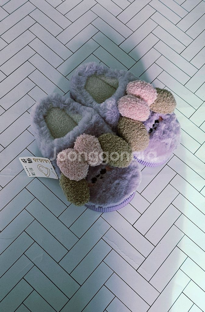 퍼플 플러피 리본 슬리퍼새상품 / 사이즈 250--1