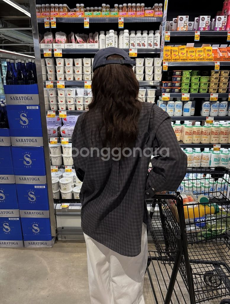 바이무드 파우더 체크 셔츠--1