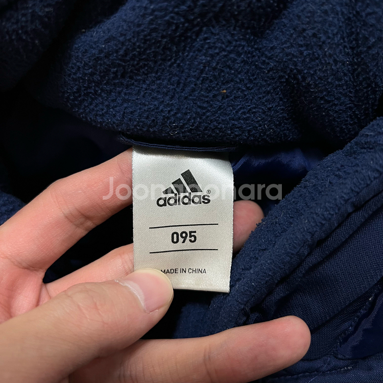 아디다스 사이드라인 로고 삼선 후드 패딩 점퍼 M/95--5