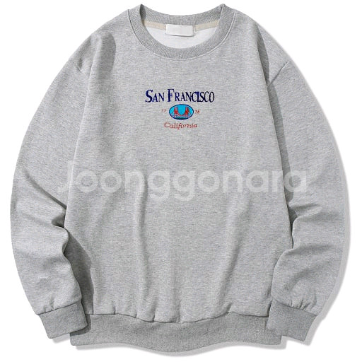 샌프란시스코 자수 맨투맨 그레이멜란지--0