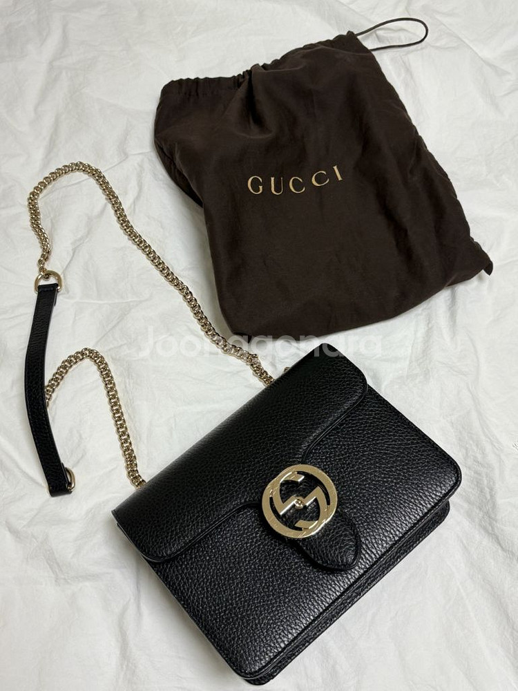 구찌 인터로킹 체인 숄더백--0