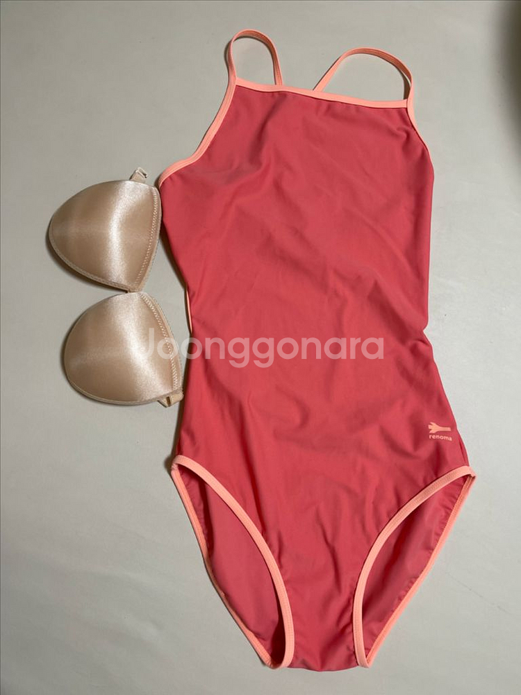 레노마 백라인 스트랩 원피스 수영복 (오렌지 90)--0