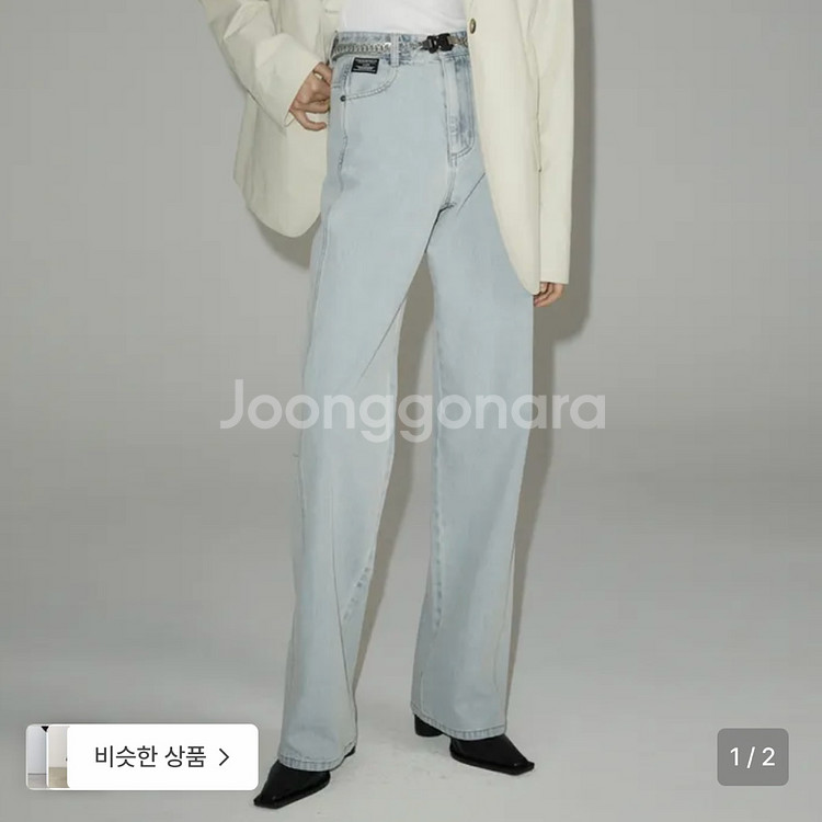 으음키임 시그니처 세미 와이드 데님 팬츠 라이트블루--0