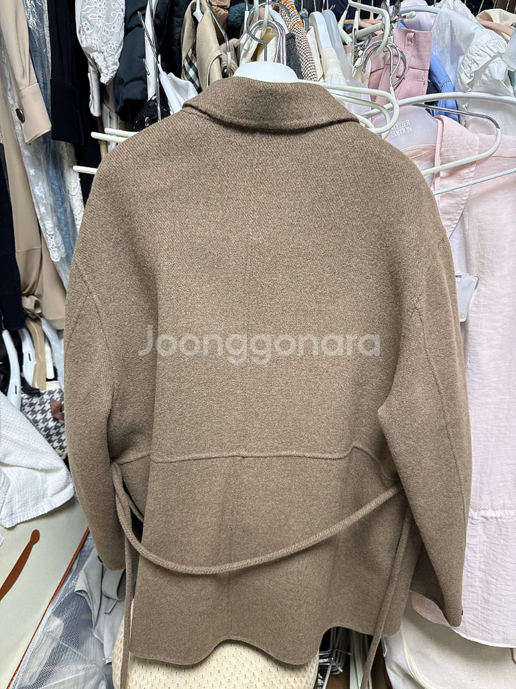 POTTERY 캐시미어 핸드메이드 하프 코트 브라운--1