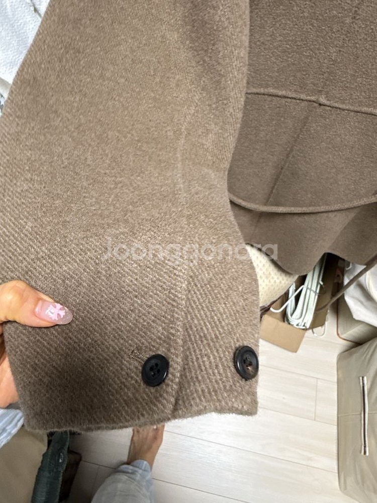 POTTERY 캐시미어 핸드메이드 하프 코트 브라운--2