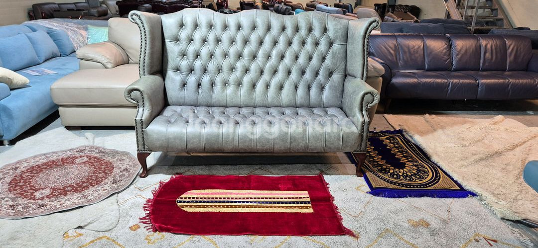 영국 체스터필드 최고급 전체 애닐린 천연가죽 3인소파--0