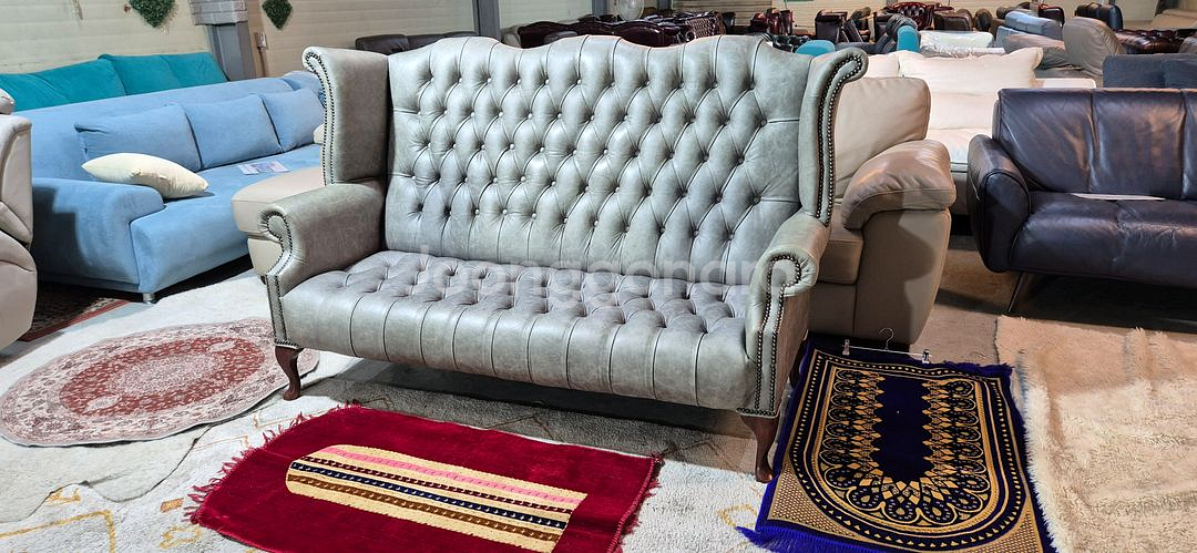 영국 체스터필드 최고급 전체 애닐린 천연가죽 3인소파--1