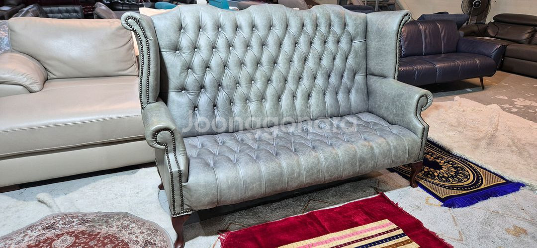 영국 체스터필드 최고급 전체 애닐린 천연가죽 3인소파--2