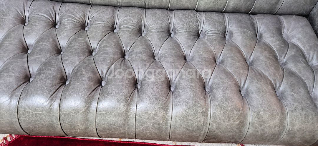 영국 체스터필드 최고급 전체 애닐린 천연가죽 3인소파--6