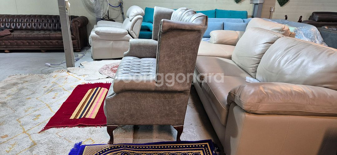 영국 체스터필드 최고급 전체 애닐린 천연가죽 3인소파--7