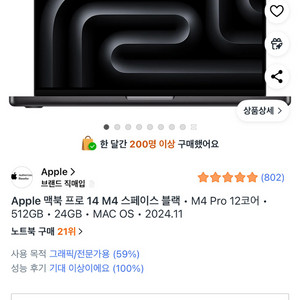 맥북프로 14 M4Pro 12코어 512GB 24GB