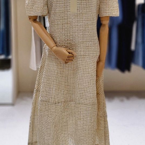 써스데이아일랜드 니트카라 체크 원피스 이미지