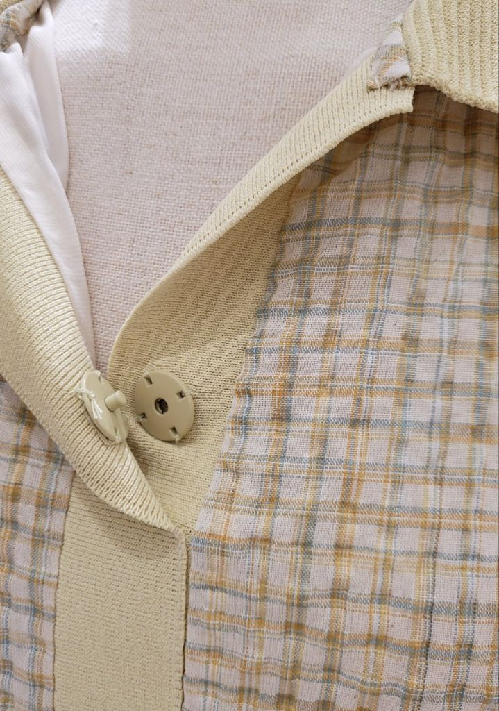 써스데이아일랜드 니트카라 체크 원피스 이미지