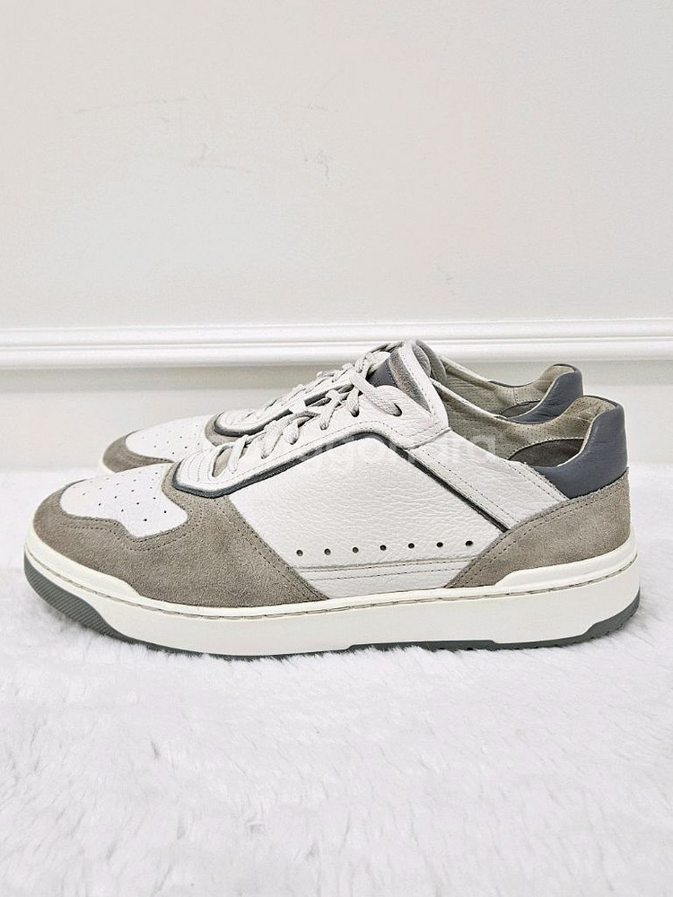 브루넬로 쿠치넬리 레더 스웨이드 로우탑 스니커즈--2