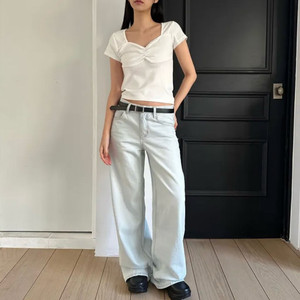 셔링 스퀘어넥 반팔티(새상품)