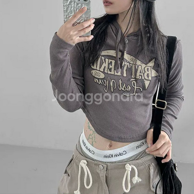 스타 스냅 후드 긴팔티--0