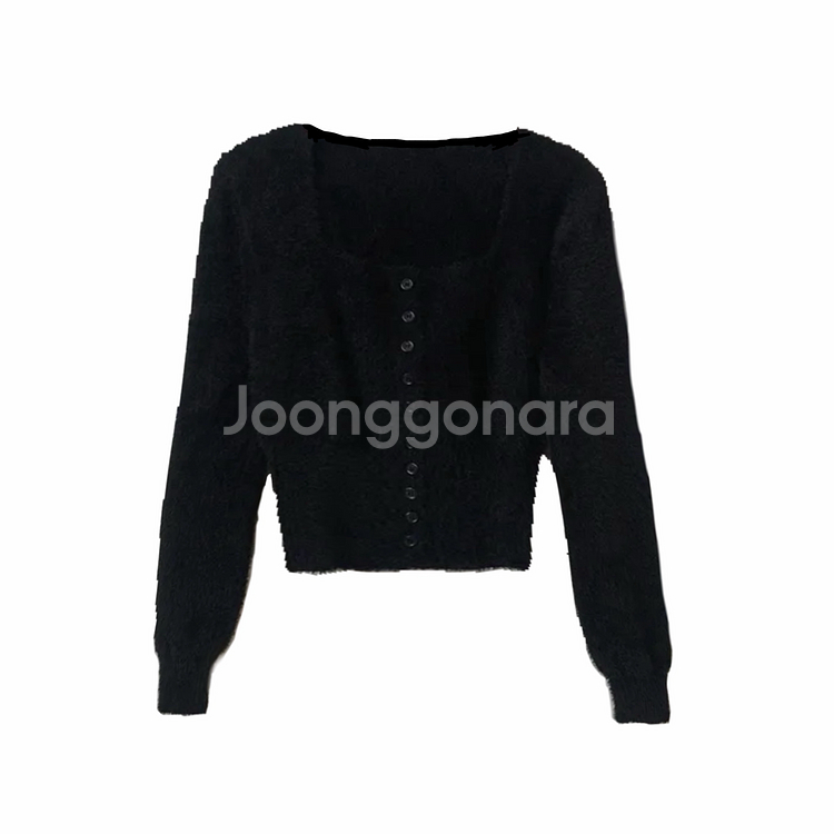 앙고라 스퀘어 크롭 니트--1