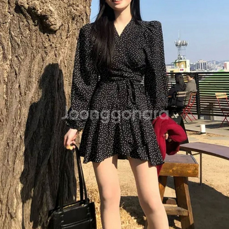 셔링도트 원피스--1