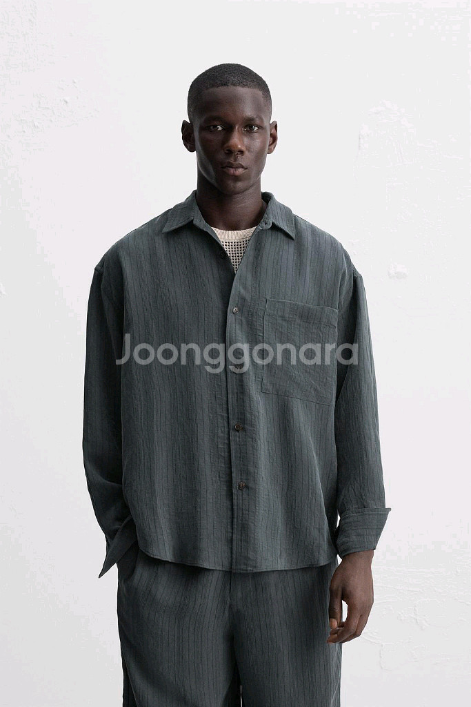 자라 남자 모달 스트라이프 자카드 셔츠 바지 셋업 (S--6