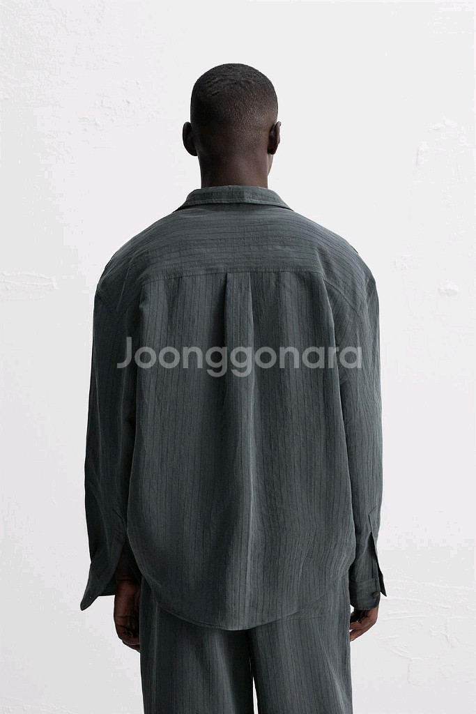 자라 남자 모달 스트라이프 자카드 셔츠 바지 셋업 (S--5