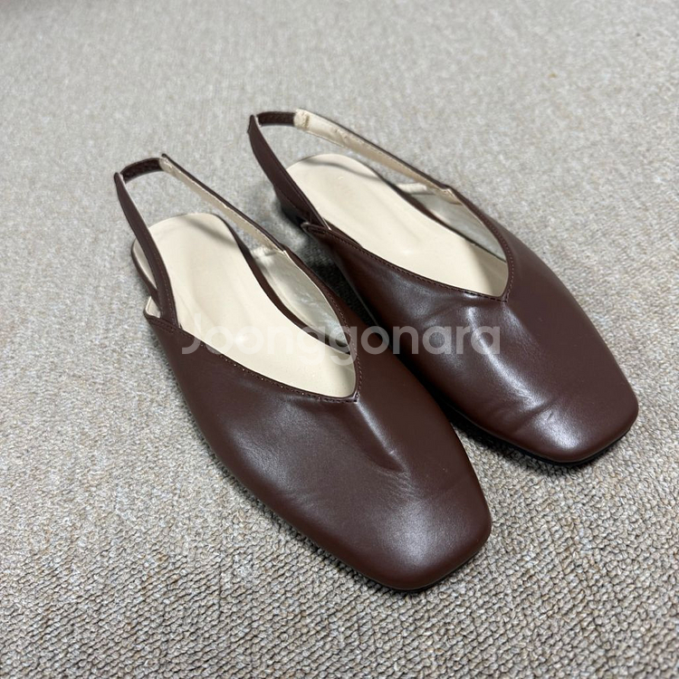 스퀘어 뮬 샌들 슬링백 브라운 255mm--3