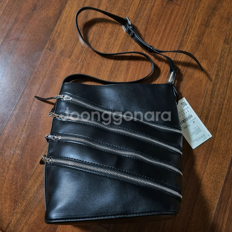 자라 지퍼 가죽 버킷백 숄더백 크로스백--5