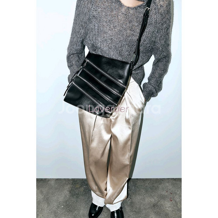 자라 지퍼 가죽 버킷백 숄더백 크로스백--1