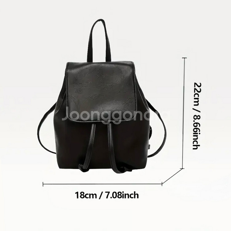 (새상품) 가죽 블랙 드로우스트링 미니 백팩--3