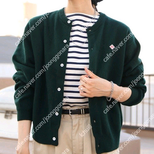 단톤 크루넥 울 가디건 다크그린