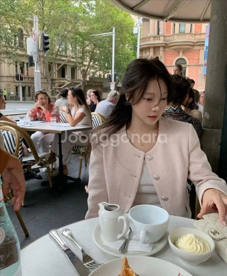 더위시 리즈 Leeds 소피아 트위드 자켓 핑크--1