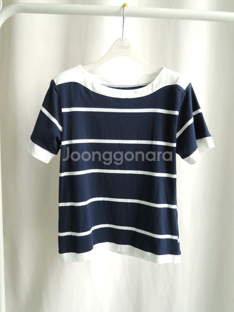 새상품) 네이비 줄무늬 반팔 면티셔츠 90 / 55--1